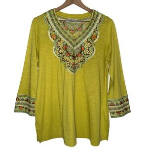 Boho‎ Forest Fairy Preppy Embroidered Three Quarter Sleeve Blouse